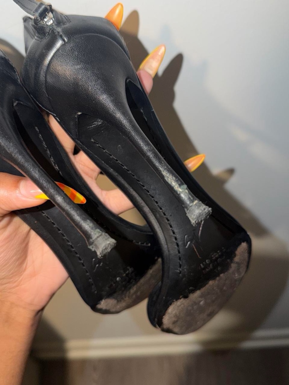 Giuseppe Zanotti Black Leather Grommet Ankle Strap Heels IT38 - Picture 3 of 4